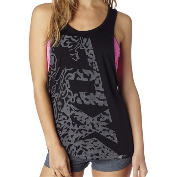Fox Racing Black/Grey Logo Chargin Tech Muscle Tank - Women's Medium - Picture 1 of 15